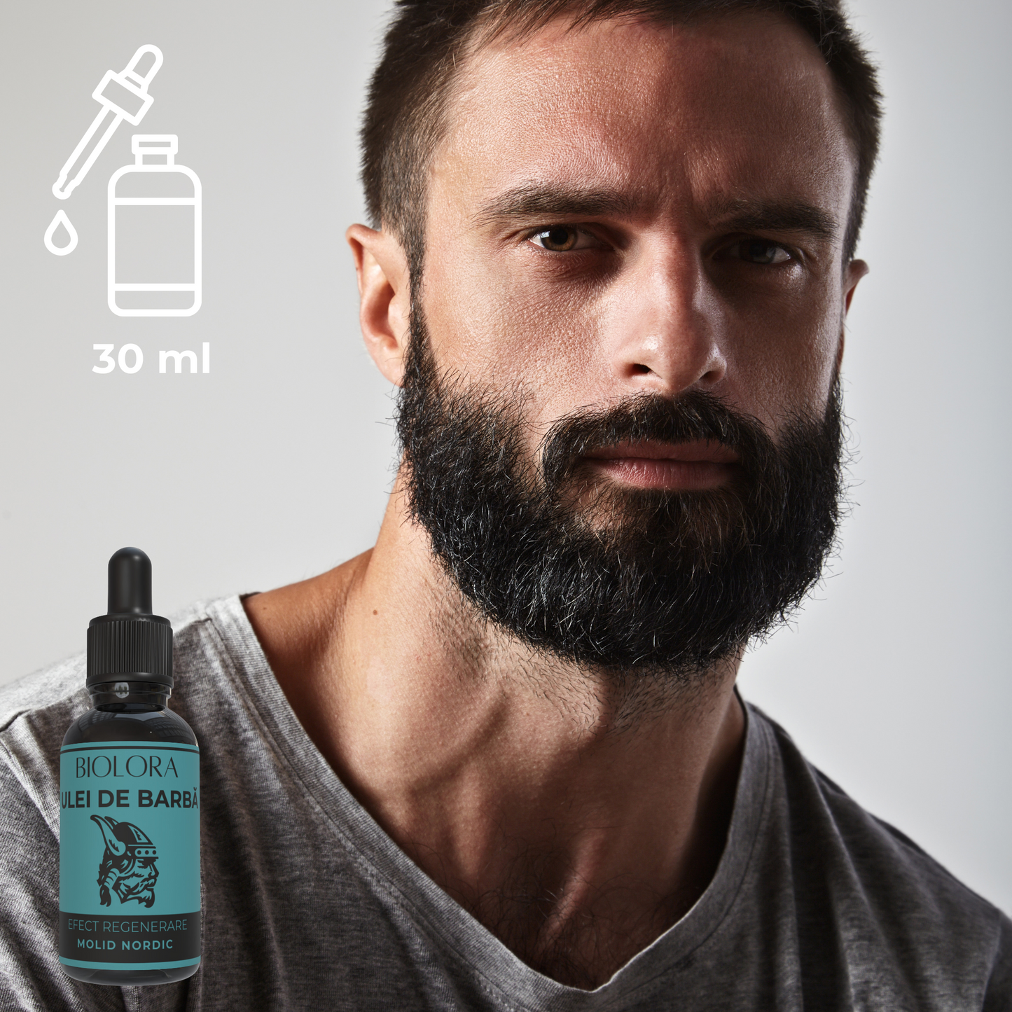 Ulei pentru barba Biolora, aroma Molid Nordic, 30 ml, efect regenerare, cu uleiuri naturale si uleiuri esentiale