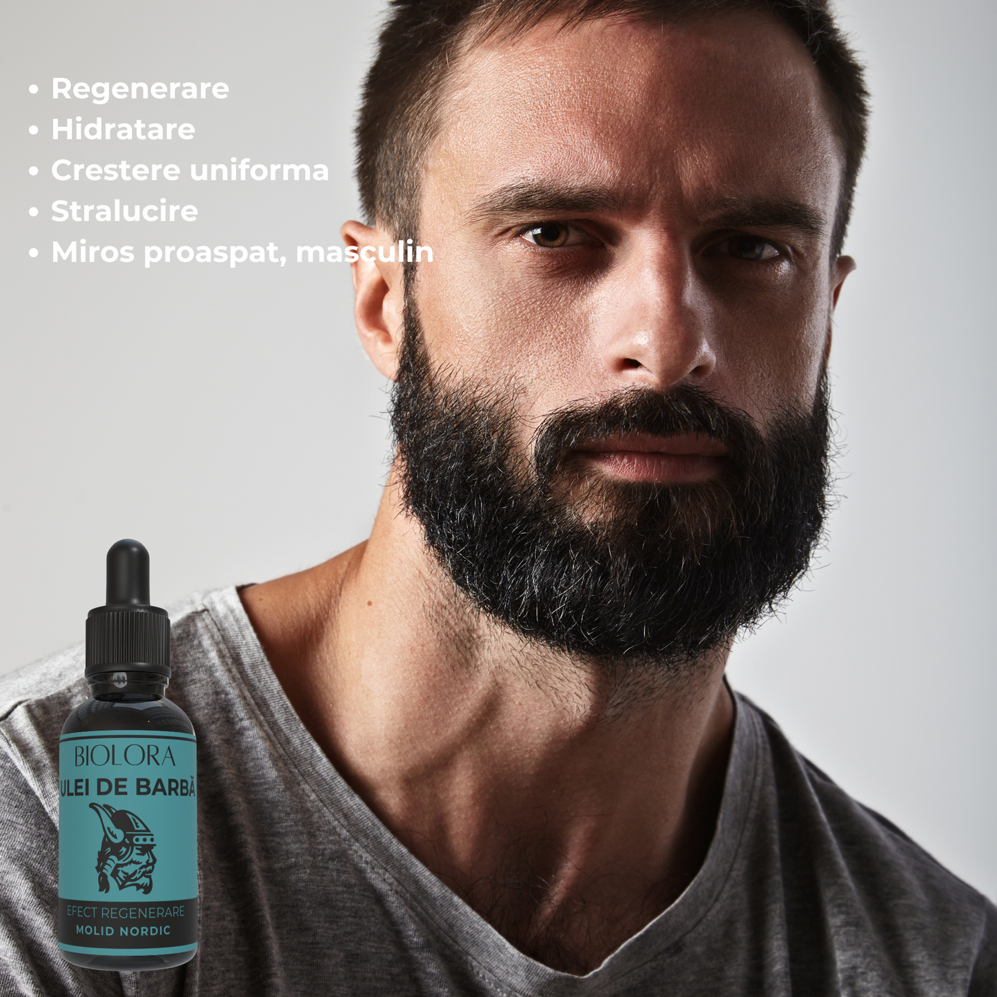 Ulei pentru barba Biolora, aroma Molid Nordic, 30 ml, efect regenerare, cu uleiuri naturale si uleiuri esentiale
