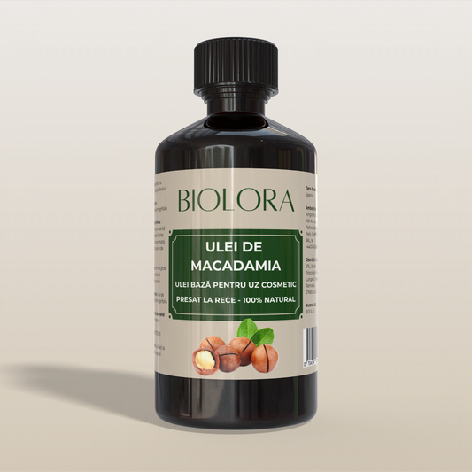 Ulei de Macadamia Biolora, presat la rece, 100% natural, uz cosmetic, pentru ingrijirea pielii si parului, 100 ml